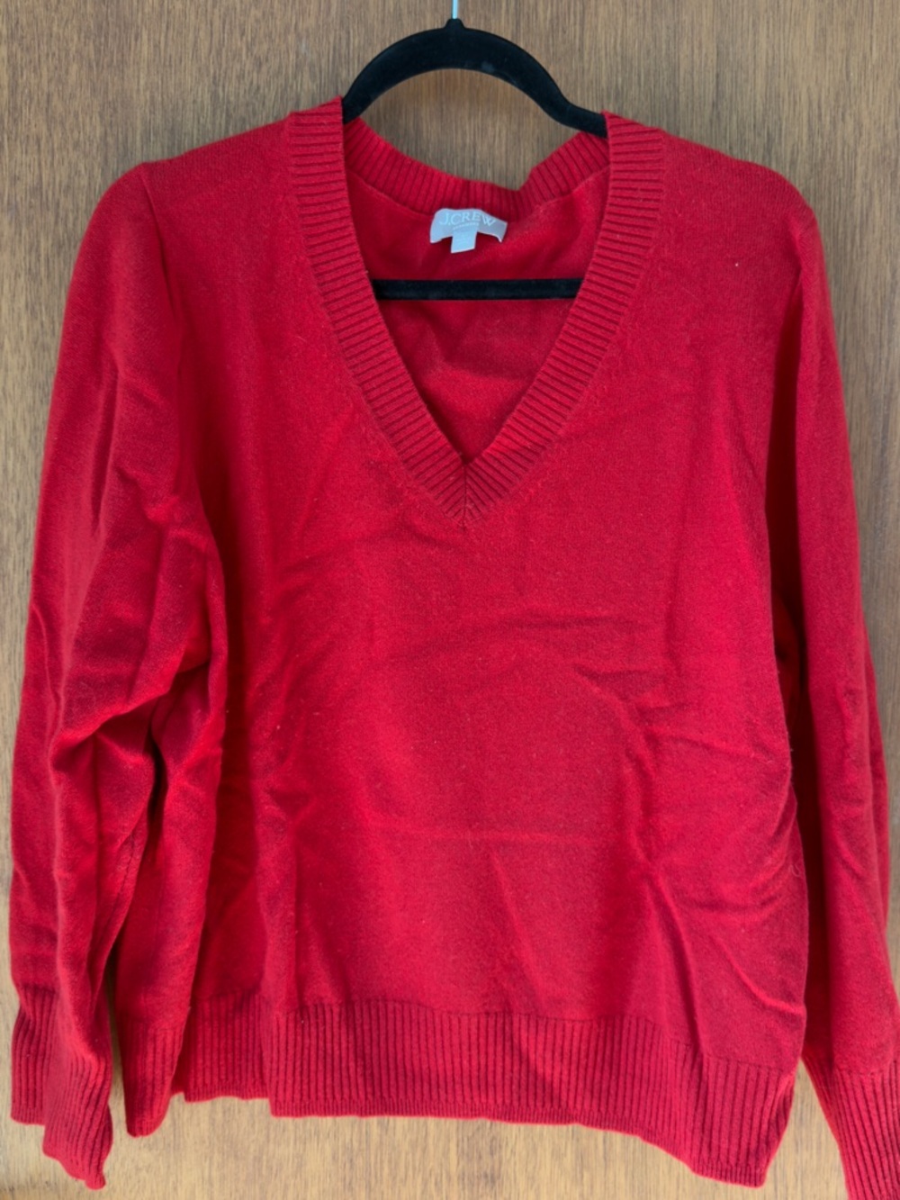 J. Crew 100% Cashmere Red V-Neck Knit Cropped Sweater